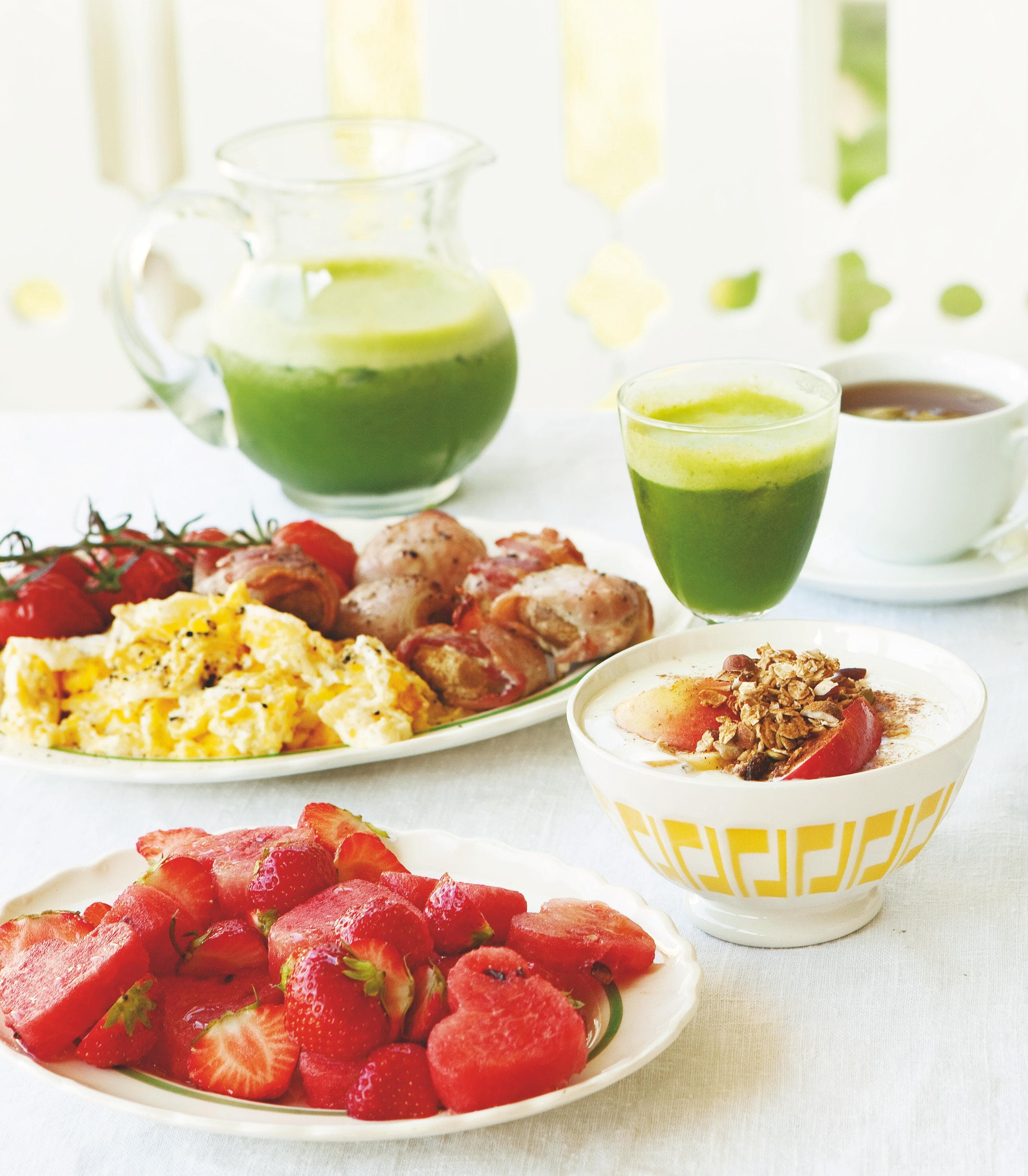 Hjärtsallad med melon och jordgubbar