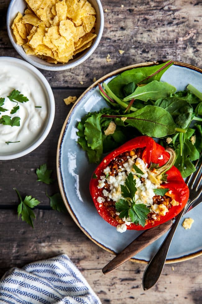 Fylld paprika i ugn eller Crock Pot