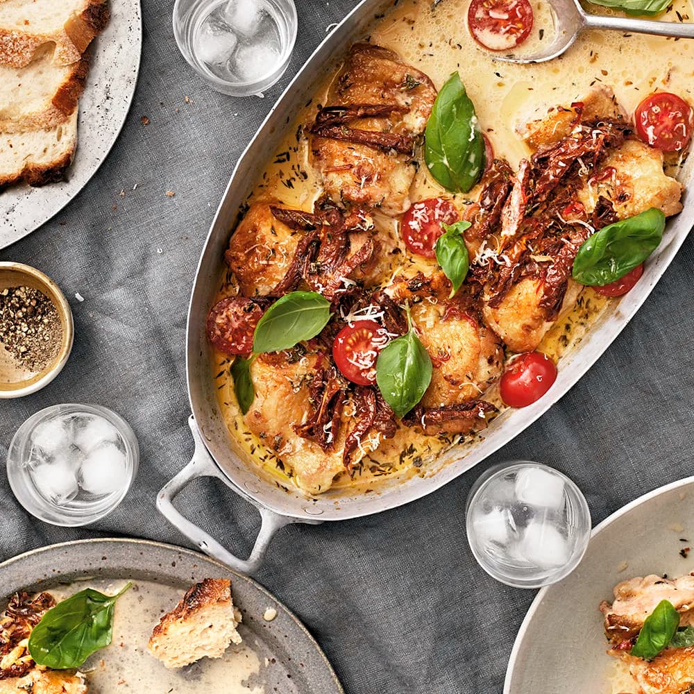 Krämig italiensk gratäng med soltorkade tomater
