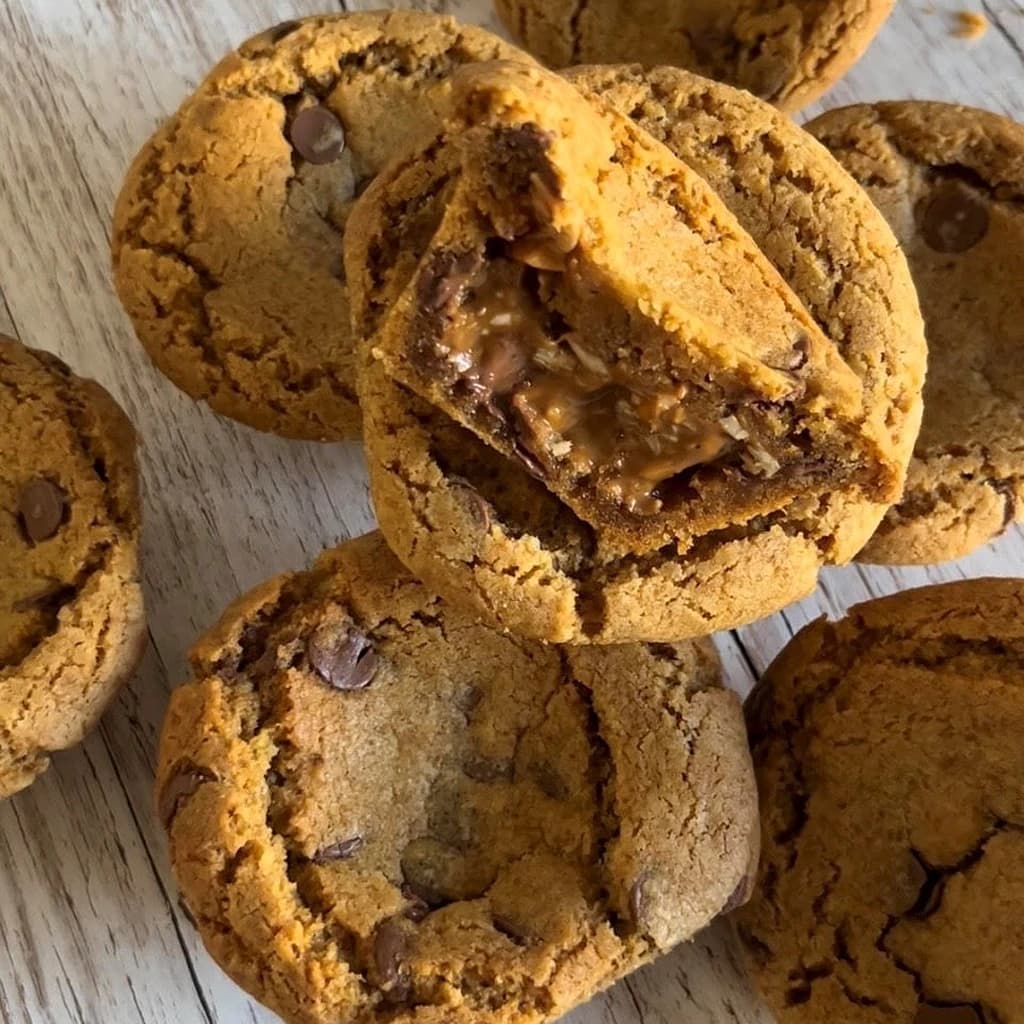 Cookies med biscoff spread och hasselnötter