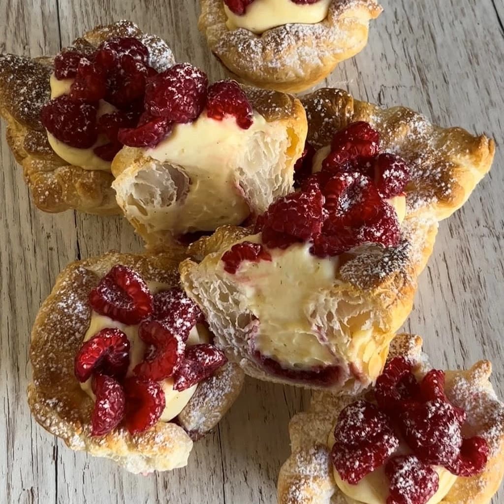Smördegskorgar med vaniljkräm och bär