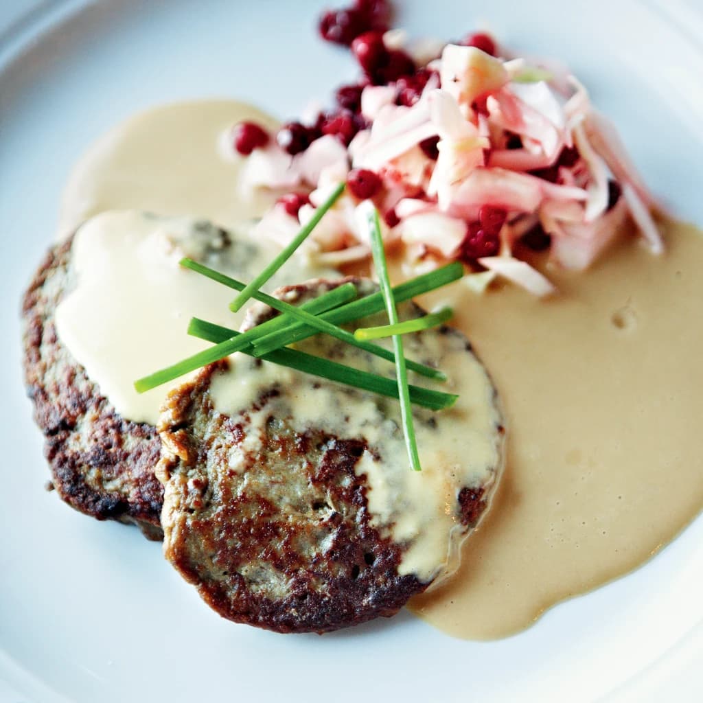 Leverbiff med gräddsås