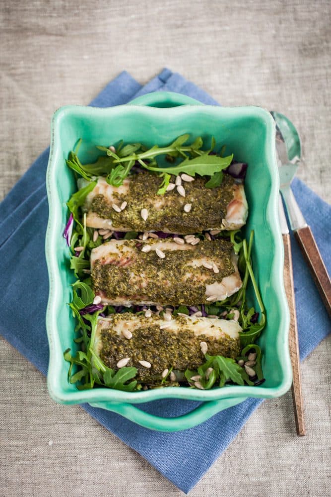Torskrygg med pesto