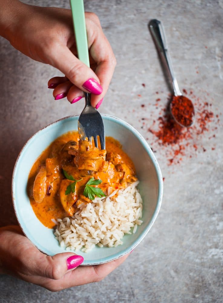 Vegetarisk stroganoff med champinjoner