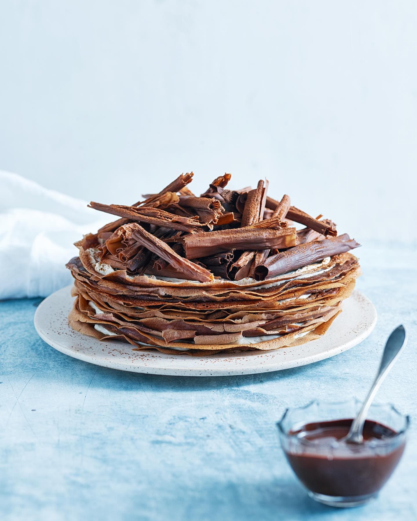 Chokladcrepestårta med mascarponepannacotta
