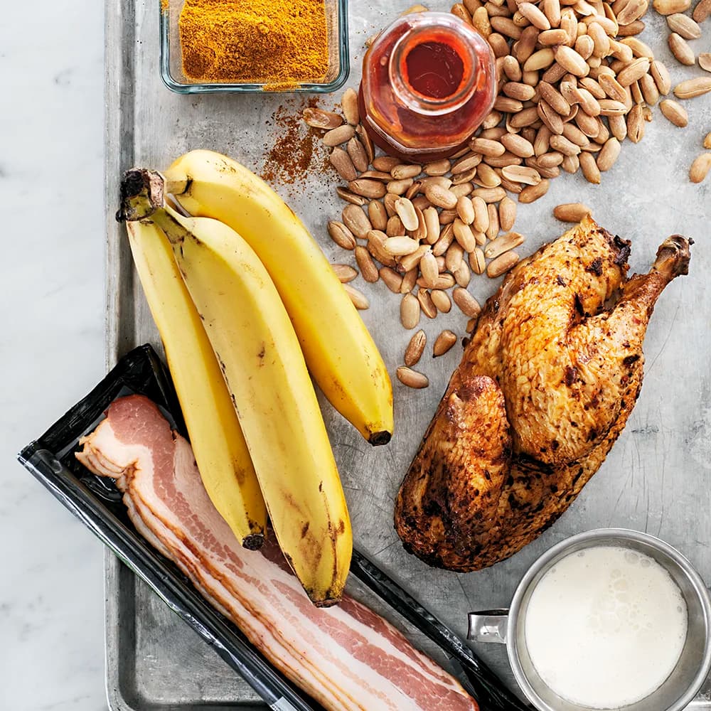 Flygande Jacob med banan, jordnötter och bacon