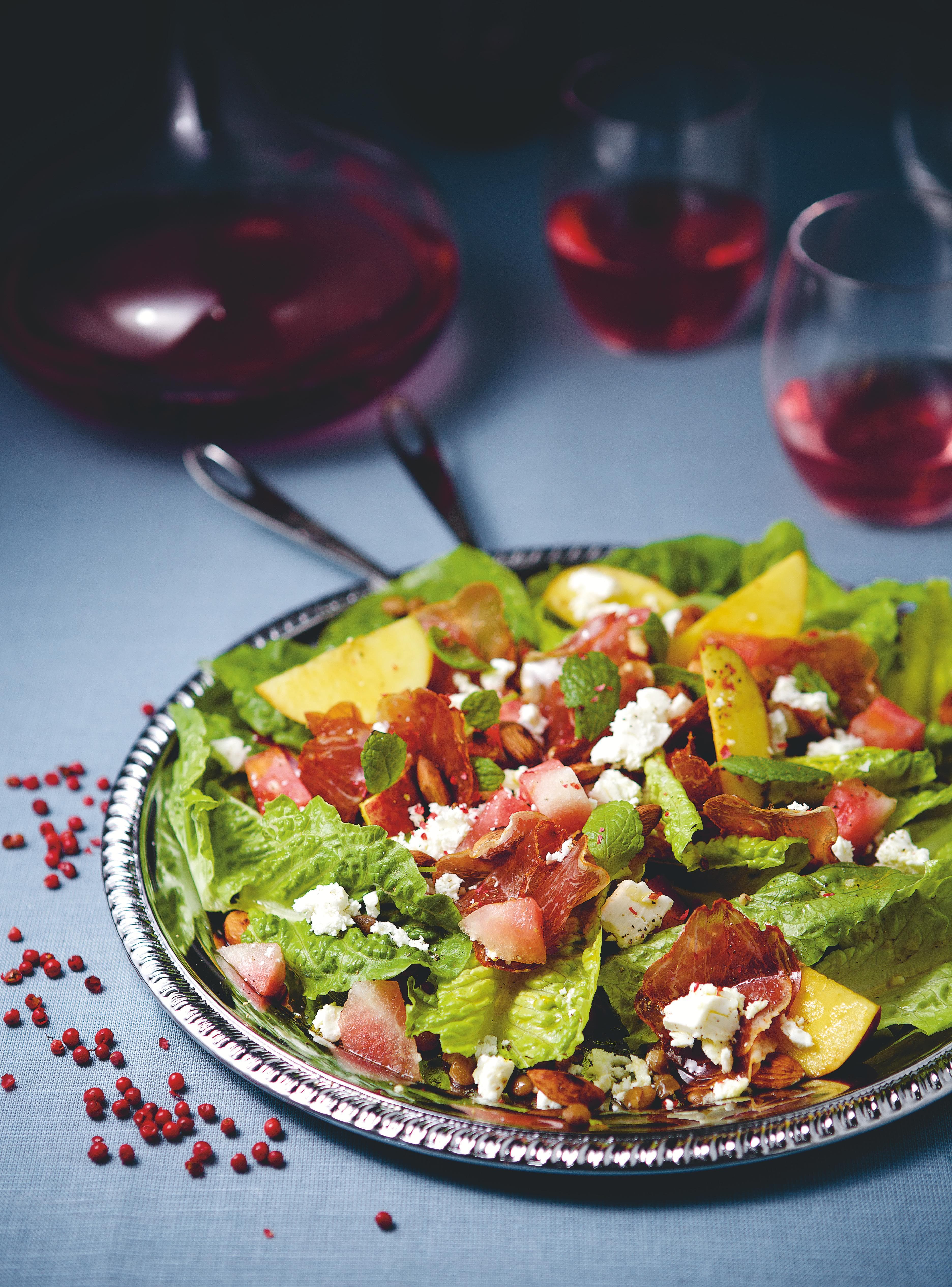 Sallad med lomo och melon