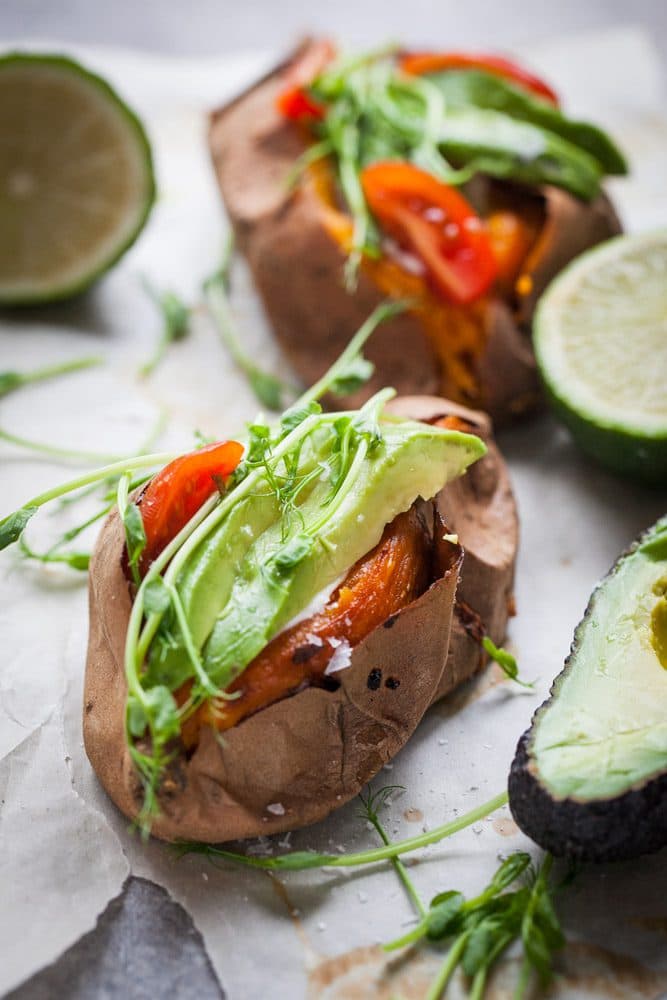 Bakad sötpotatis med limedressing
