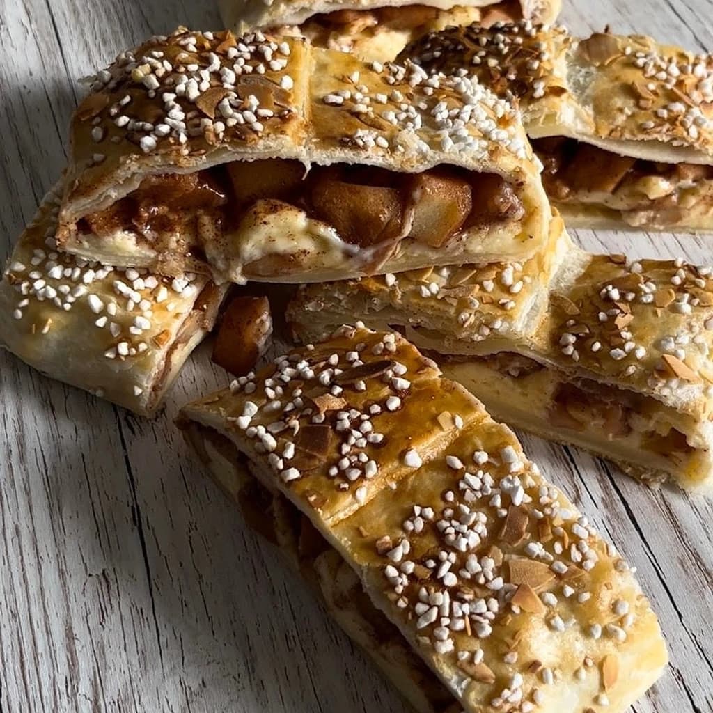 Smördeg med karameliserade kaneläpplen och vaniljkräm