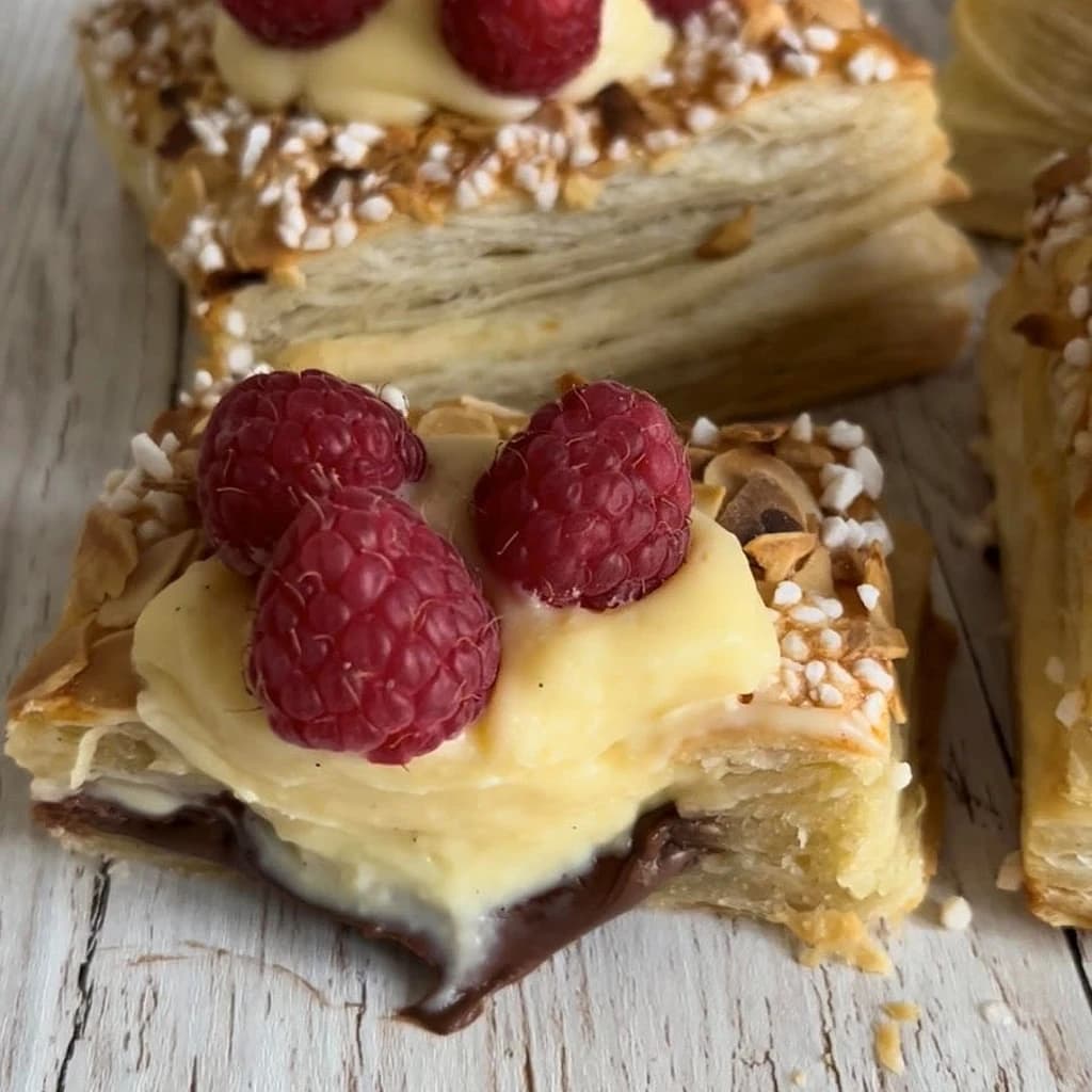 Smördegslyx med nutella och vaniljkräm