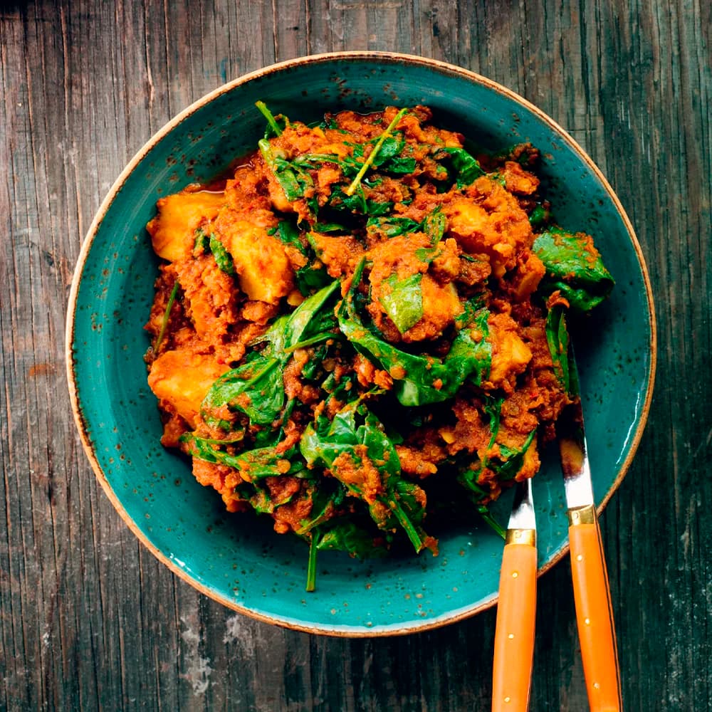 Indisk madras curry med sötpotatis och linser