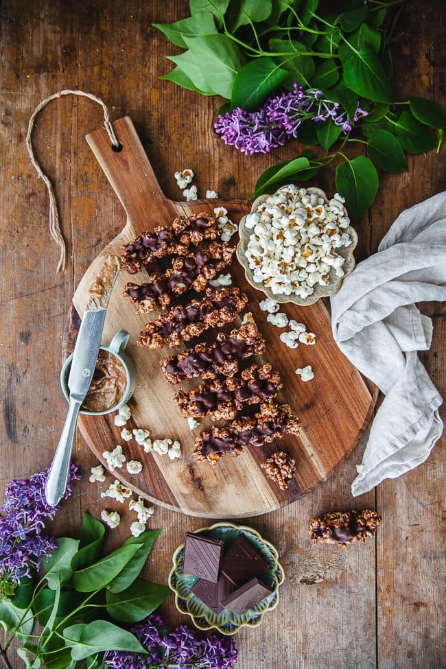 Popcornbars med jordnötssmör och choklad