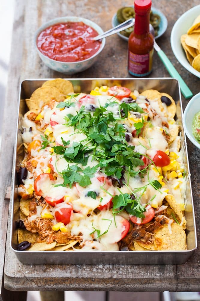 Ostgratinerade kyckling-nachos