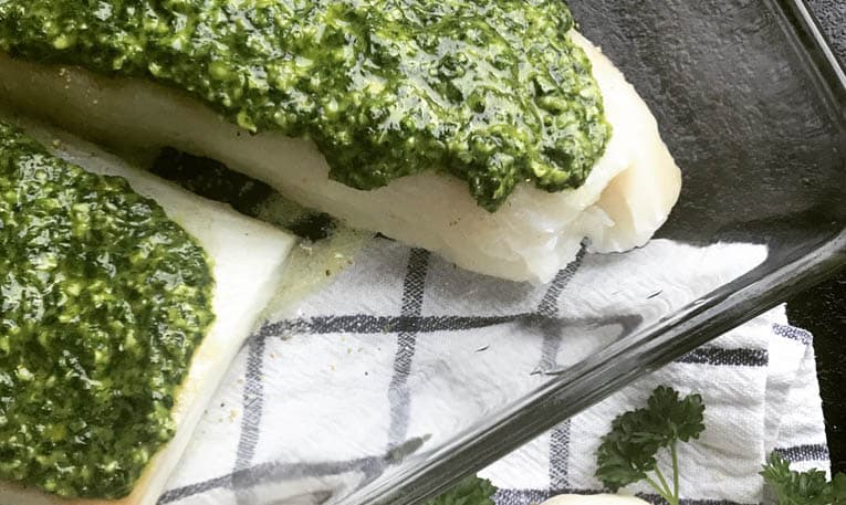 Torsk med gremolatatäcke