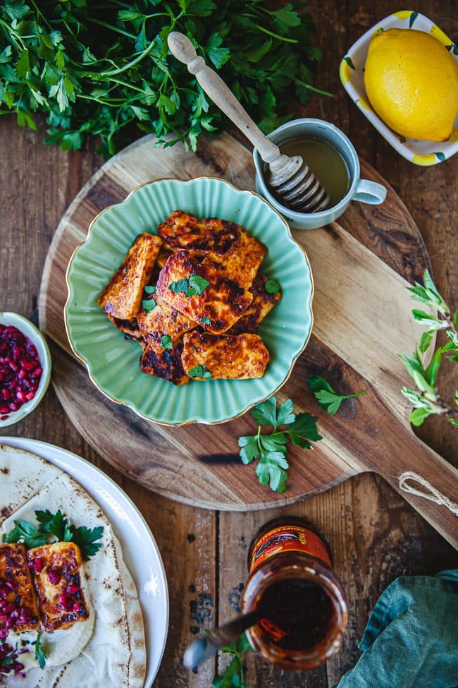 Halloumi med honung och chili