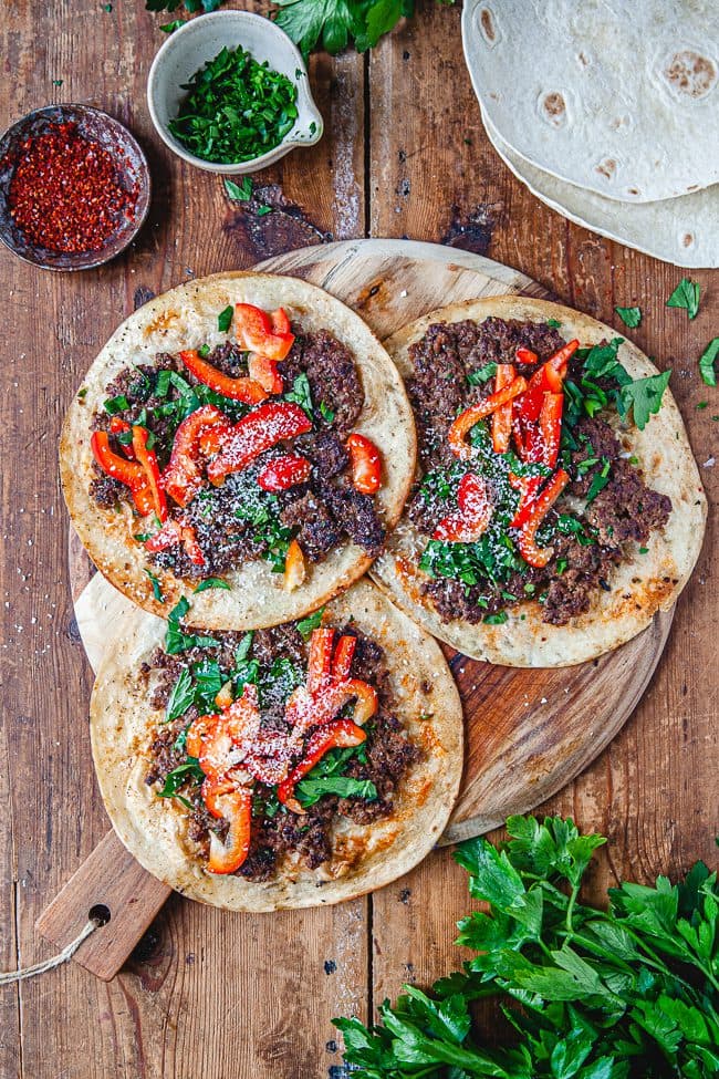 Tortillapizza med köttfärs