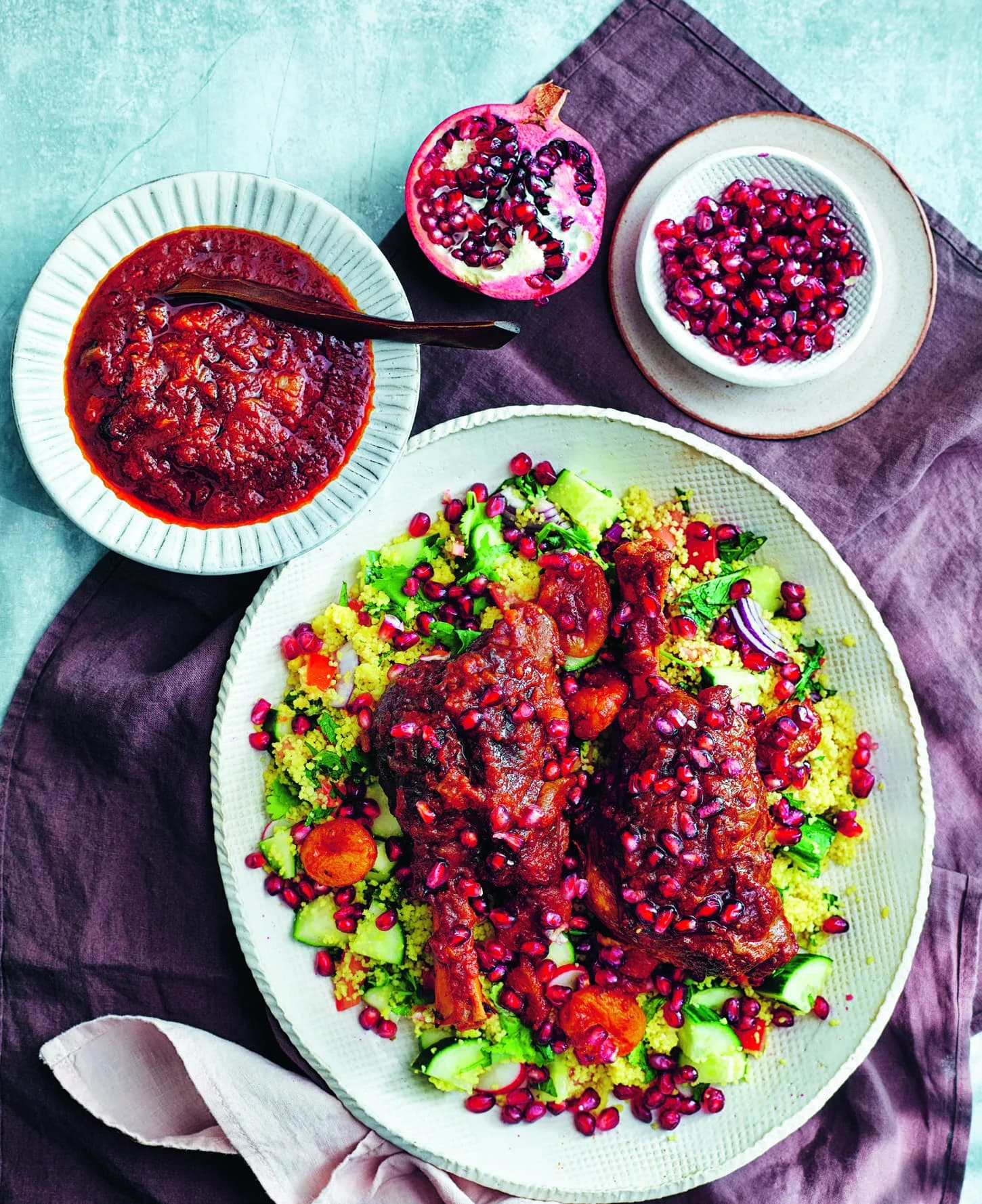 Marockanska lammlägg med granatäpple och aprikos
