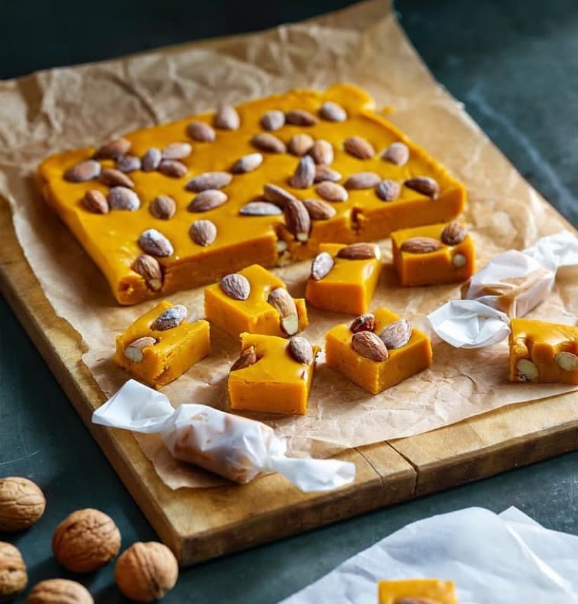 Saffransfudge med saltrostad mandel