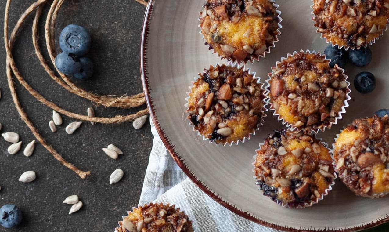 Citron & blåbärsmuffins med frötäcke