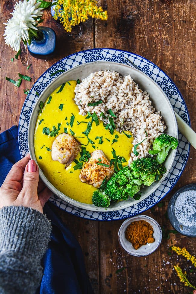 Ugnsbakad kyckling med currysås