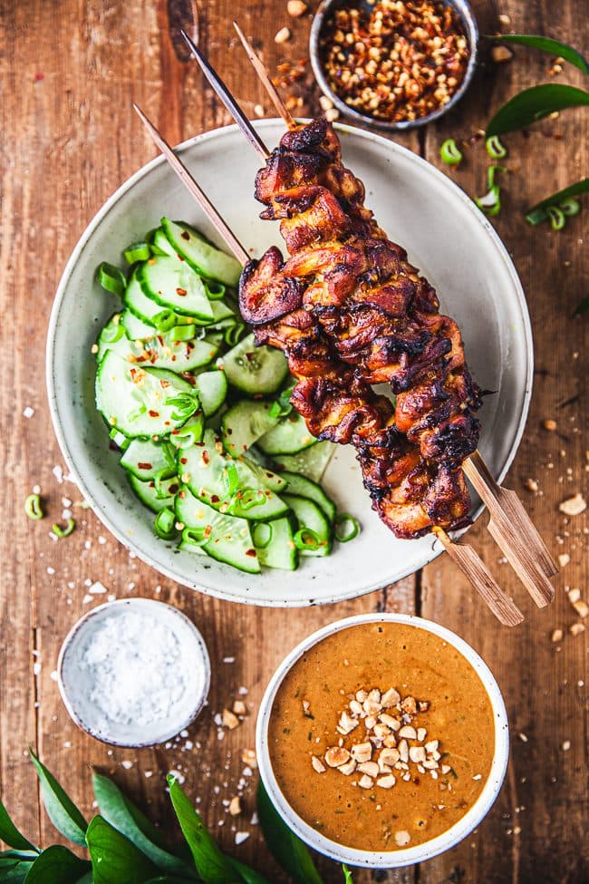 Kyckling satay med jordnötssås