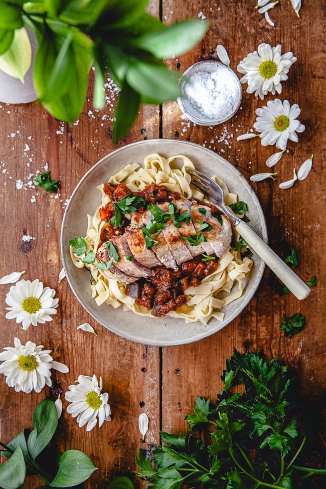 Ugnsstekt kyckling med ratatouille