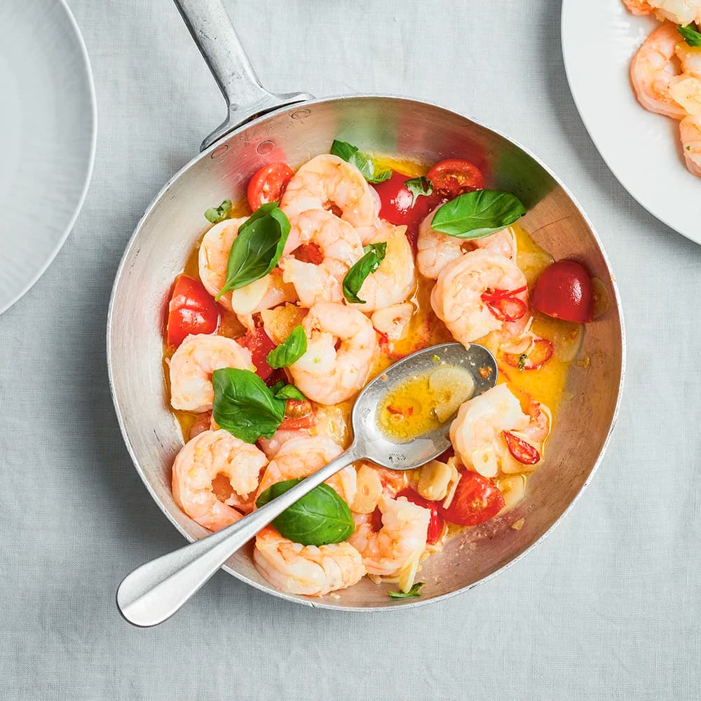 Räkor i smör, chili och vitlök