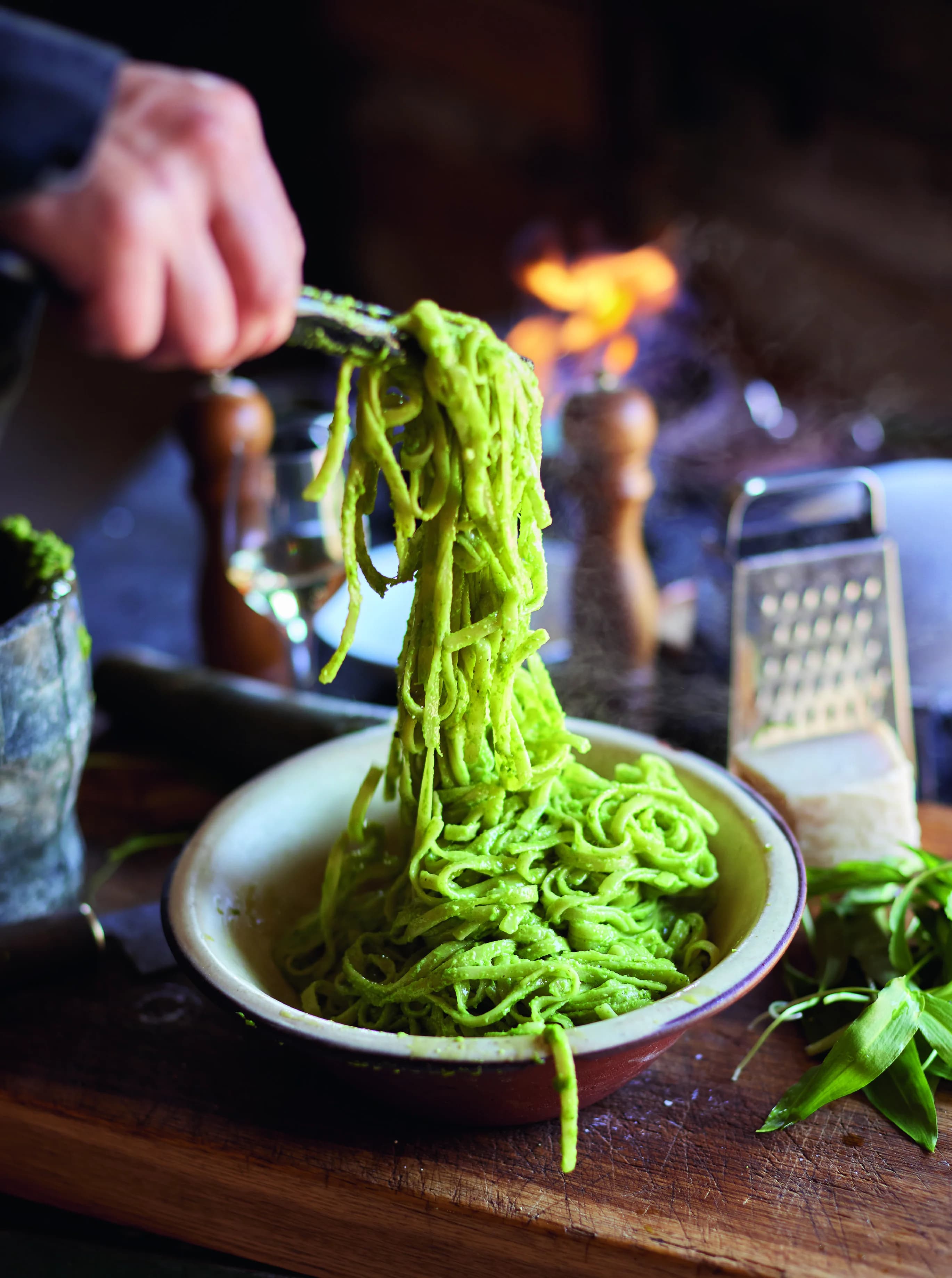 Linguini med ramslökspesto