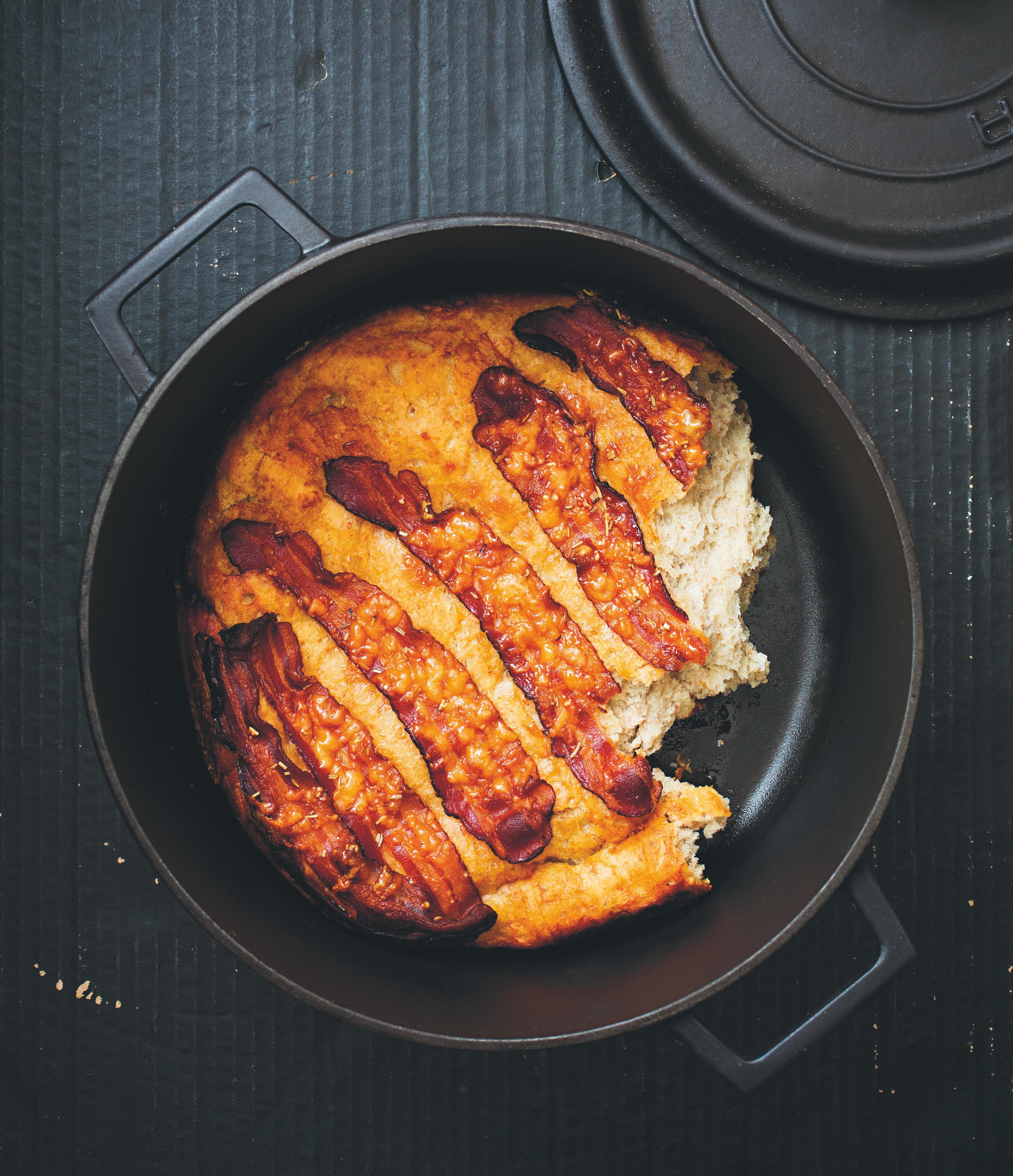 Grytbröd med ost och bacon
